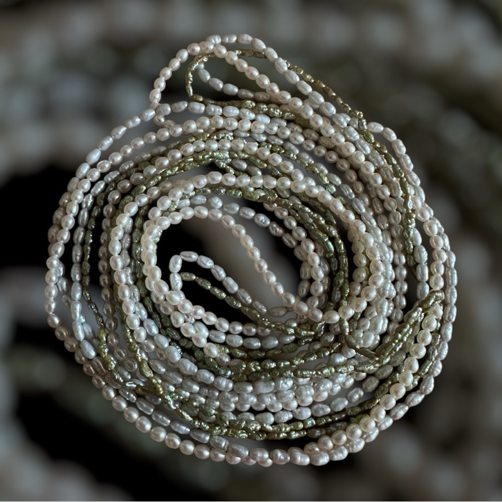 Three Stranded Fresh Water Rice Pearls